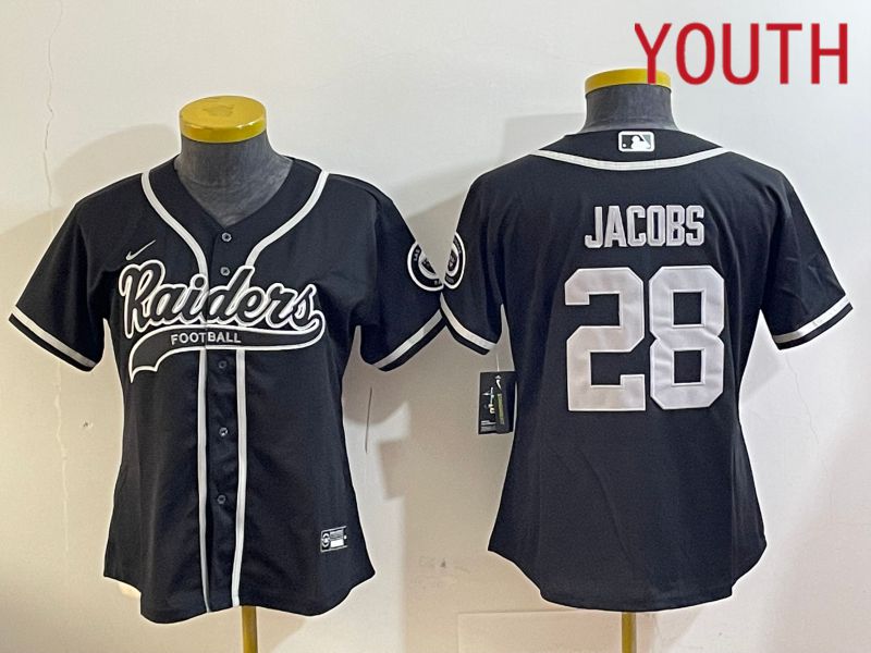 Youth Oakland Raiders #28 Jacobs Black Joint Name 2024 Nike Limited NFL Jersey style 1->youth nfl jersey->Youth Jersey
